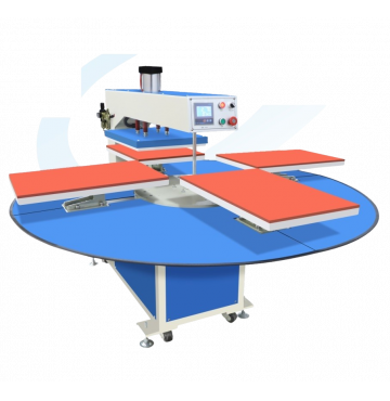 Heat press machine with 4 rotating wheels
